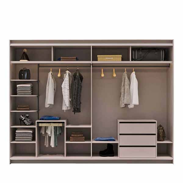 WARDROBE CASHMERE 4 GLASS ACCORDION DOORS DRAWERS TEAKWORLD MAURITIUS
