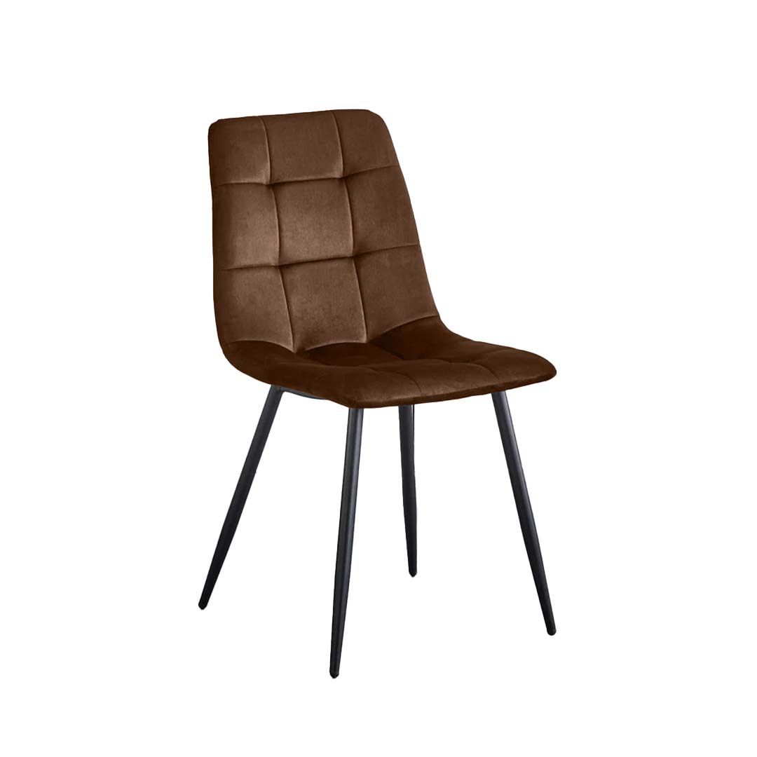 CHAIR ISLA BROWN VELVET METAL LEG Teak World Mauritius