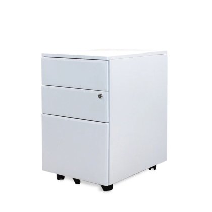 OFFICE DRAWER UNIT KLOF MOBILE PEDESTAL WHITE STEEL TEAKWORLD MAURITIUS