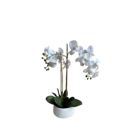 23251 - DECO ARTIFICIAL WHITE ORCHID WY24HP0012I IN POT H75 Teak World Mauritius