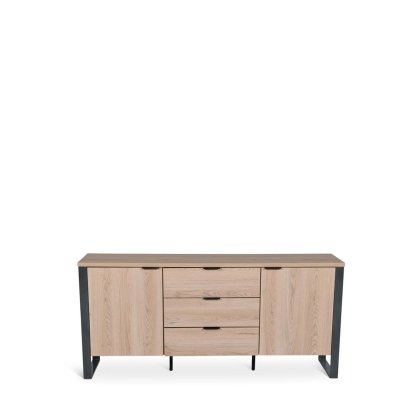 23398 - BAHUT NIVA 2 DOOR 3 DRAWER OAK MFC METAL LEGS Teak World Mauritius