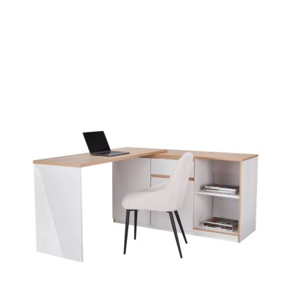 23400 - OFFICE TABLE JETT EXE MODULAR OAK_WHITE Teak World Mauritius