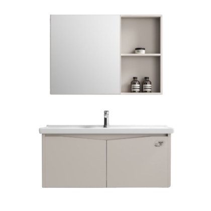 23512 - BATHROOM CABINET VODA 80 INLC MIRROR TAUPE ALU-KD Teak World Mauritius