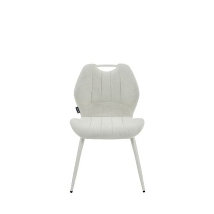 23665 - CHAIR MULI BEIGE WHITE METAL LEG Teak World Mauritius