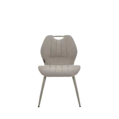 23666 - CHAIR MULI DARKBEIGE CAMEL METAL LEG Teak World Mauritius