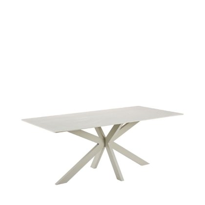 23668 - DINING TABLE LUTRA OFFWHITE TRAVERTINE CERAMIC CAMEL METAL LEG Teak World Mauritius