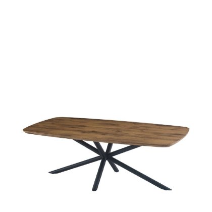 23728 - DINING TABLE MOA OAK-MFC METAL LEG Teak World Mauritius