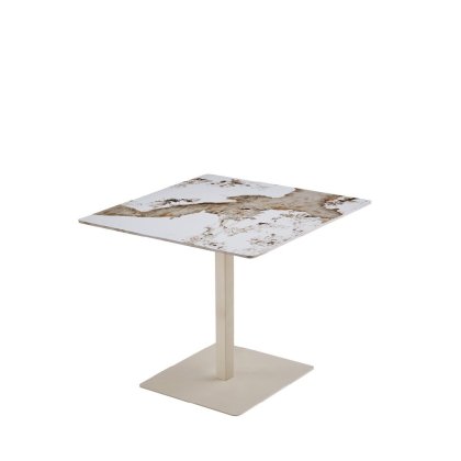 23729 - DINING TABLE KALE BISTRO PANDORA CERAMIC BEIGE METAL LEG Teak World Mauritius