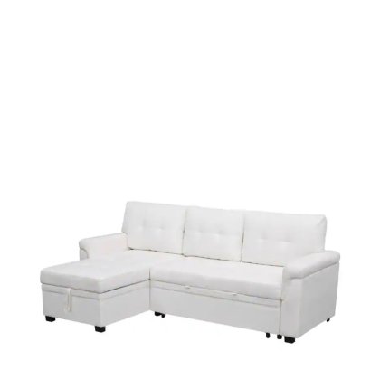 SOFA BED CORNER JENNY WITH STORAGE REVERSIBLE PEARL-WHITE 213x135x72 Teak World Mauritius